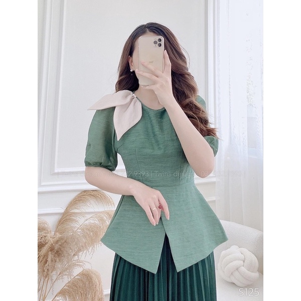 Áo sơ mi nữ cộc tay RUBY HOUSE chất liệu áo tơ mã A39