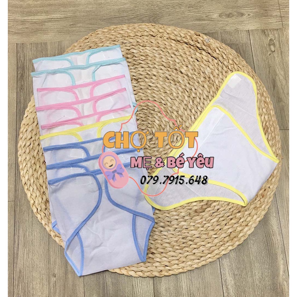 Set 10 Chiếc Tã Dán Vải Cho Bé Sơ Sinh Loại Trắng Viền (Size 1,2,3 cotton mềm)