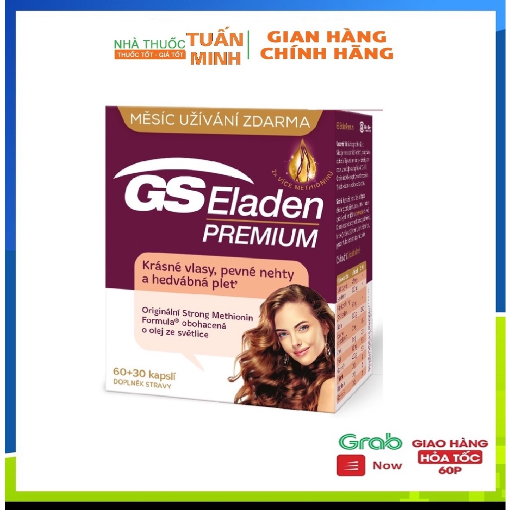 GS Eladen Premium - Hỗ trợ Da,Tóc Móng Chắc Khỏe.Giảm Tóc Rụng,Khô Xơ.Giúp Da Khỏe Đẹp hộp 30 viên