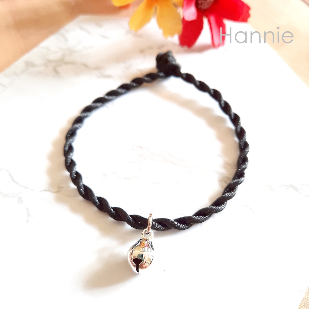 (Đỏ/Đen) Vòng tay chỉ may mắn chuông màu bạc vàng - Vòng phong thủy bình an nam nữ handmade