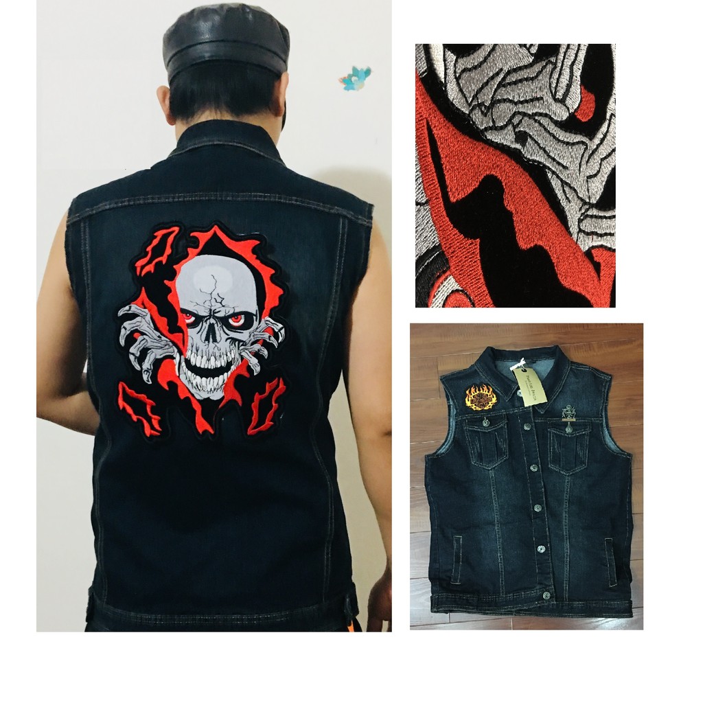 Áo vest bò Nam phong cách Biker