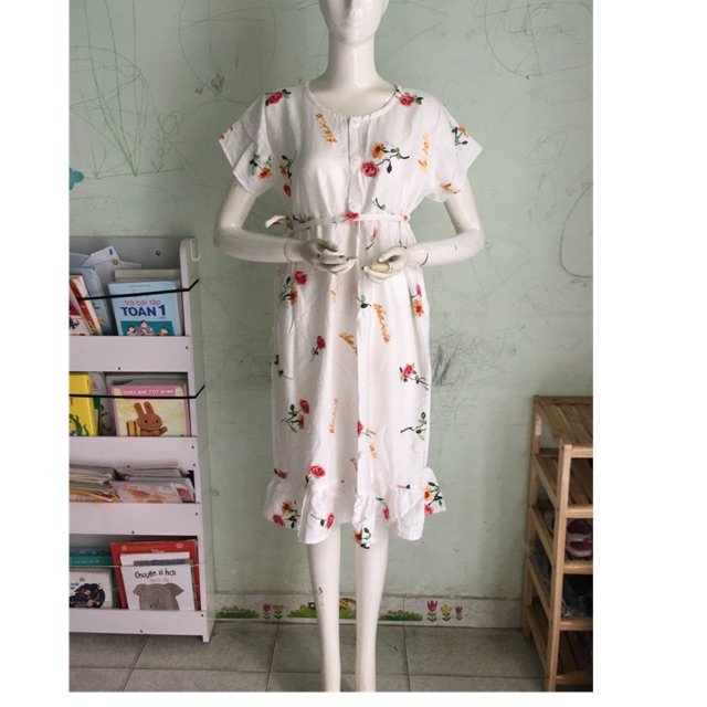 Đầm đũi thêu siêu sang siu xịn cho bầu.