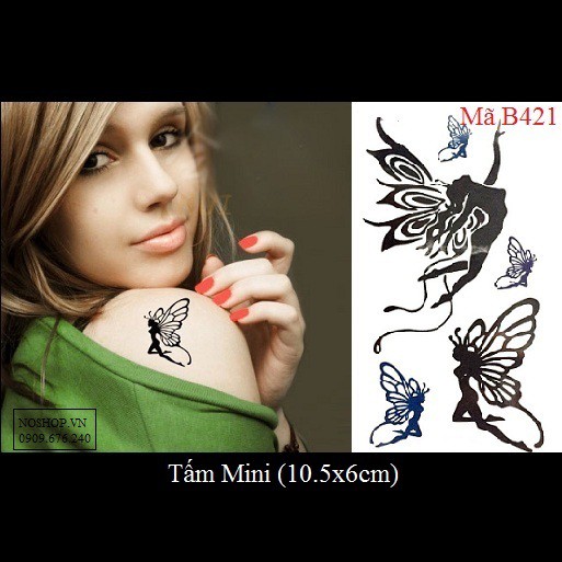 Xăm dán Tattoo thiên thần B421