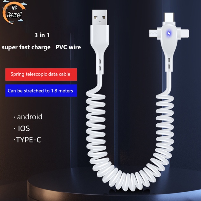 Dây Cáp Sạc Nhanh 6a 66w 3 Trong 1 Chuyên Dụng Cho Ios Android Type-c