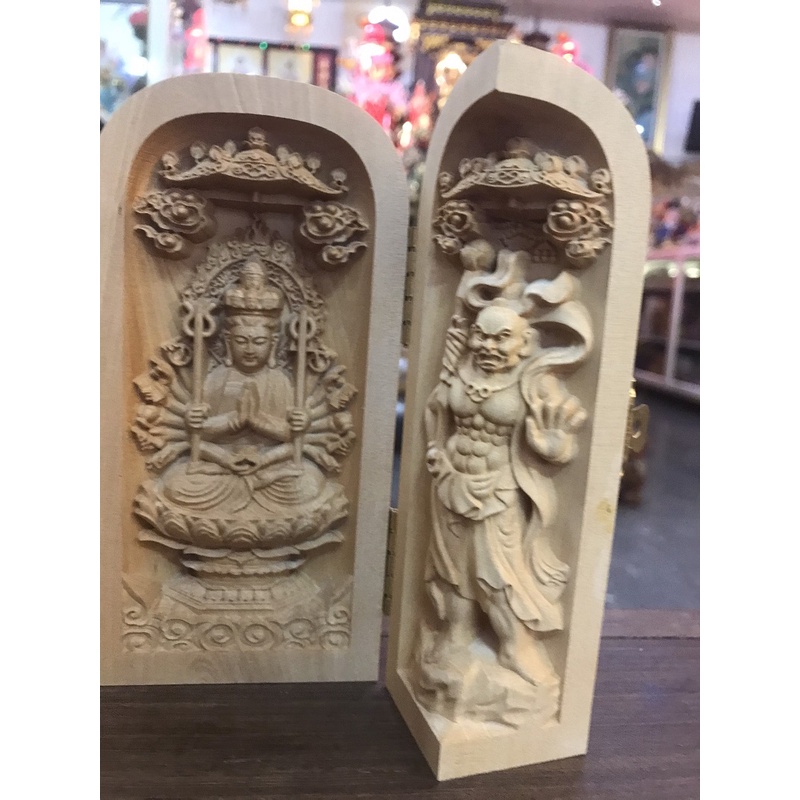 Tượng hộp gỗ Thiên Thủ Thiên Nhãn, chất liệu gỗ hoàng dương, thờ cúng phong thủy- Văn phòng phẩm Nhơn Phát