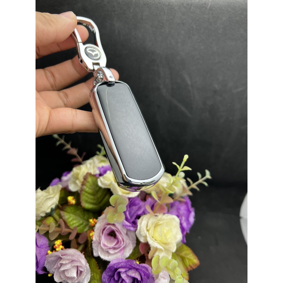 Bọc chìa khóa TPU-Mạ inox 2 Nút thông minh cho Mazda2, Mazda3, Mazda6 đời 2016-2019