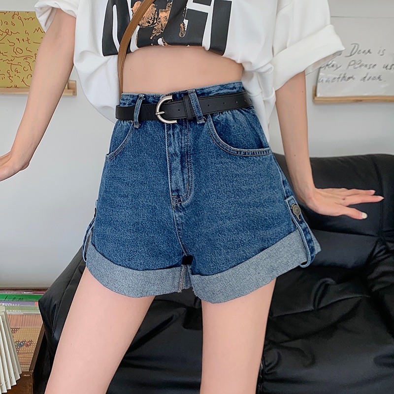 Quần Short Denim Lưng Cao Ống Suông Thời Trang Cá Tính 53327