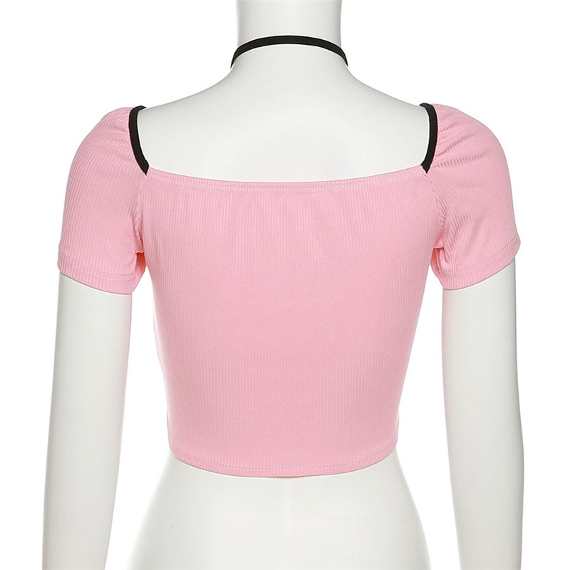 Áo Thun Ngắn Tay Cổ Chữ U Thắt Nơ Xinh Xắn Thời Trang Cho Nữ