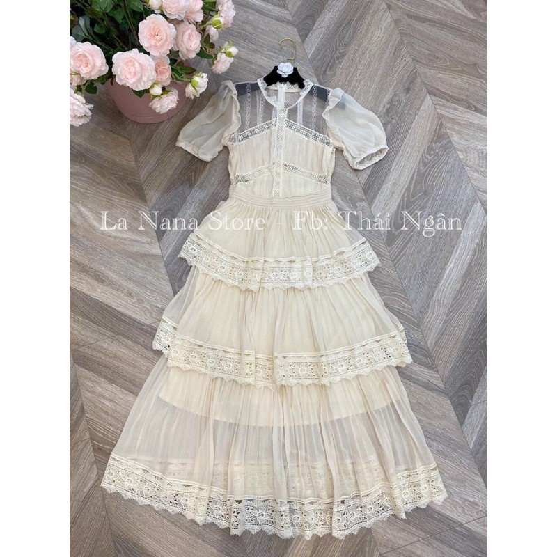 Đầm  Maxi Phối Ren Tầng Dập Li l