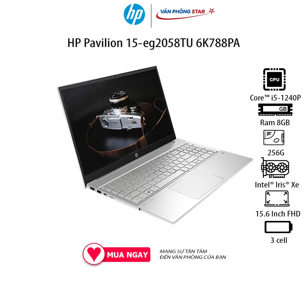 Laptop HP Pavilion 15-eg2058TU 6K788PA (Core i5-1240P | 8GB | 256GB | Intel Iris Xe | 15.6 inch FHD