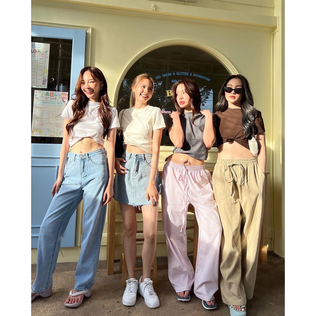 ÁO THUN CROPTOP TRƠN 3 MÀU HOTTREN 2022 NÂU, TRẮNG, XÁM CR22071