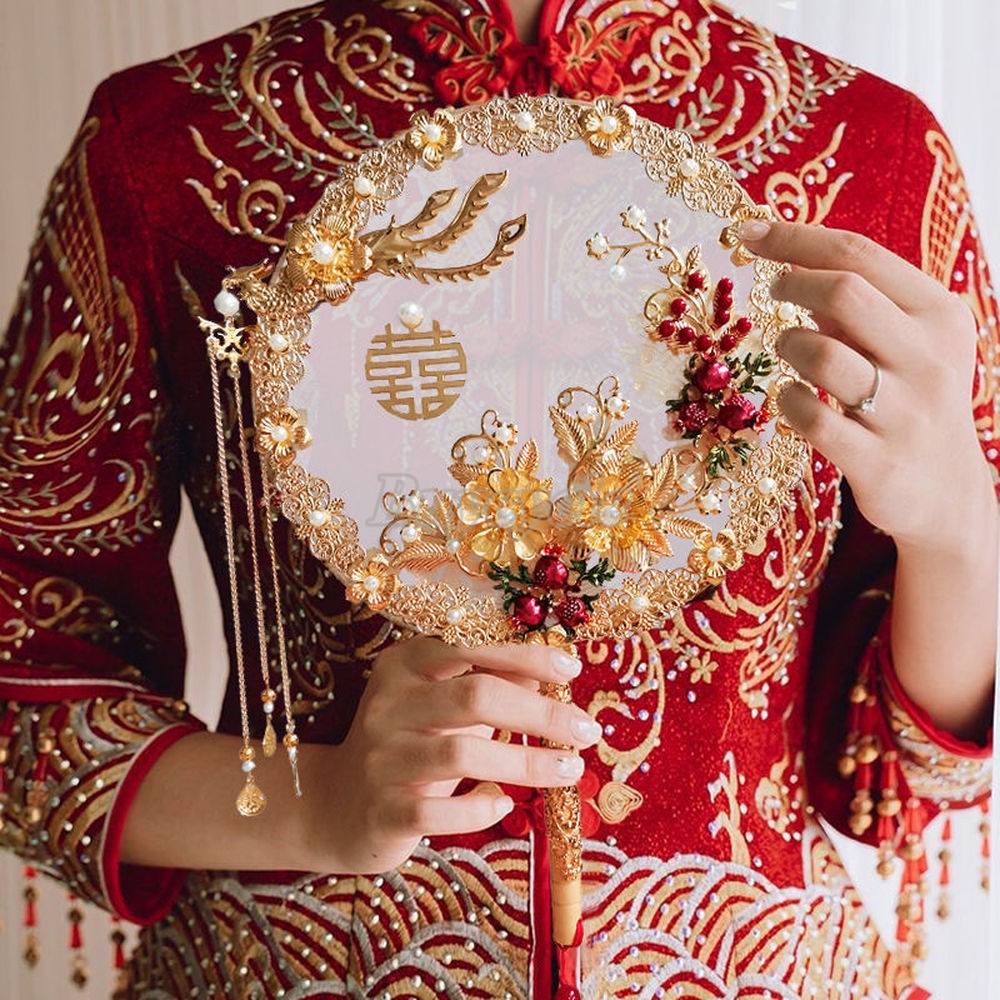 Quạt Xiuhe Cầm Tay Thời Trang Trung Hoa Cho Cô Dâu