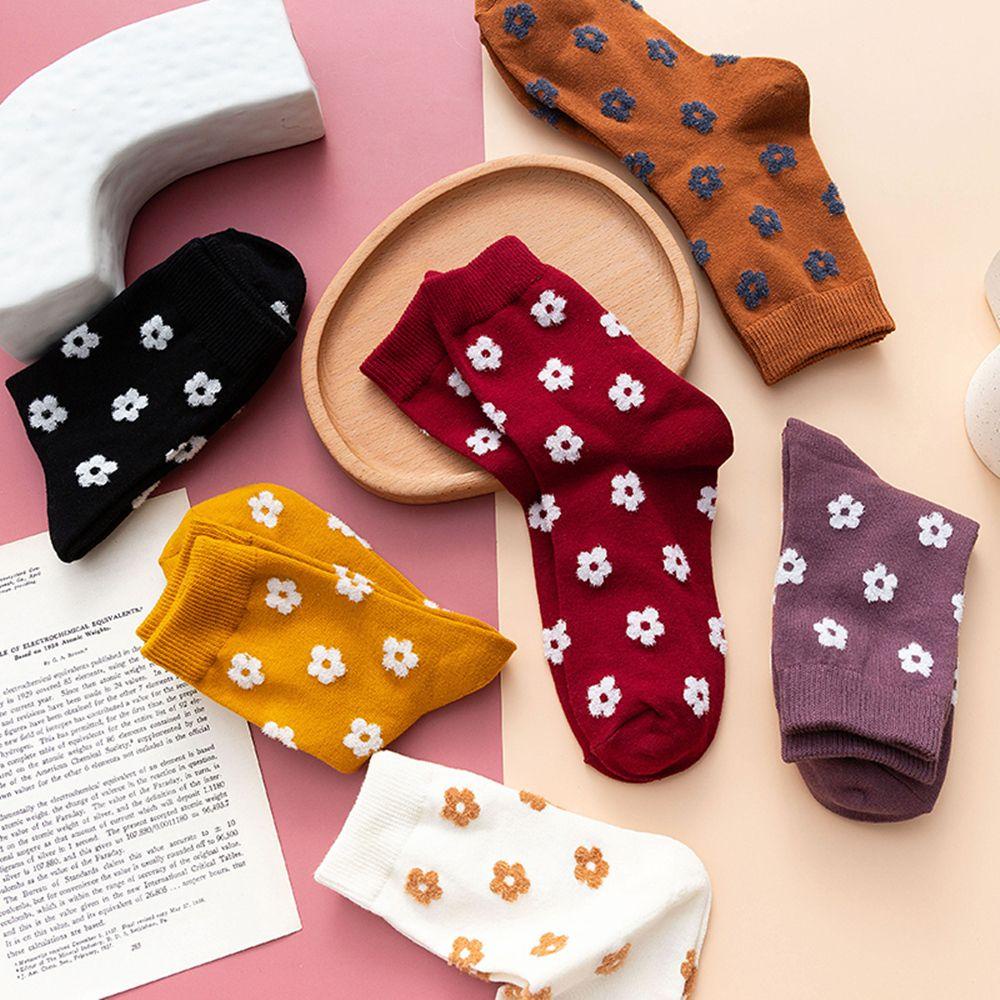 Vớ Cotton Dài Họa Tiết Hoa Dễ Thương Ấm Áp Cho Nữ