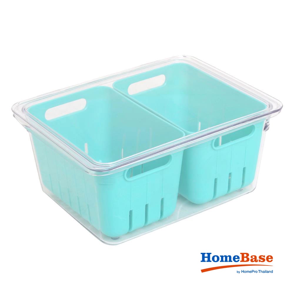HomeBase KECH Hộp bảo quản tủ lạnh có nắp và 2 giỏ W22.4xD17.2xH9.9cm