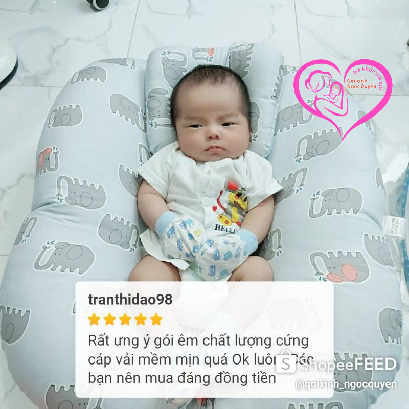 Gối chống trào ngược cho bé Goixinh_ngocquyen  (Tặng gối chống móp đầu cho bé) Size  Đại 70cmx70cm