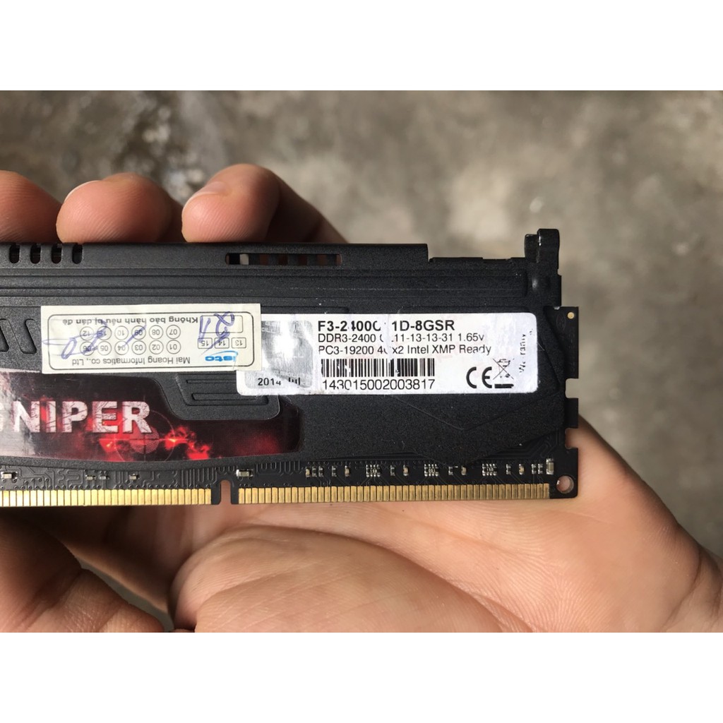 ram cho máy tính bàn ddr3 Gskill Sniper 4GB 2400 bus 19200 pc3 tản nhiệt đen decktop PC memory g.skill