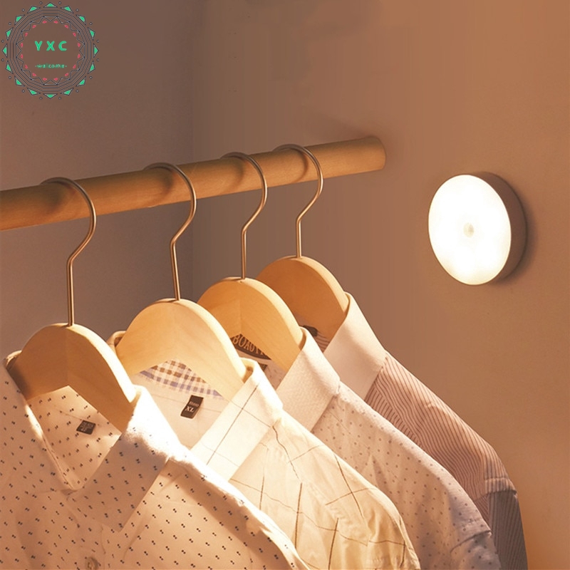 LED Night lights, white shell, white/ warm lighting, Wireless smart touch switch wall lamp, for cabinet stairs corridor night light, Use AAA battery power, 0.6W【YXC】