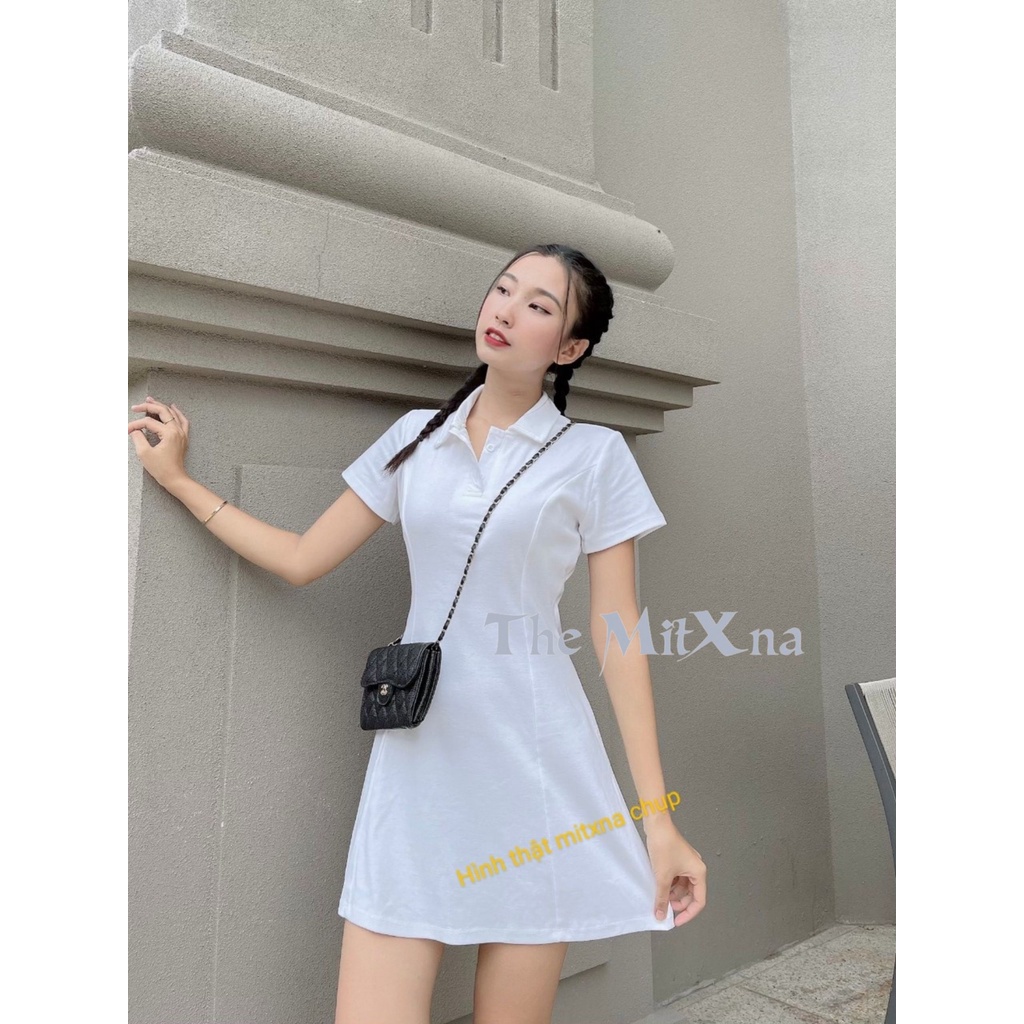 Đầm ôm body co giãn cổ polo - ảnh thật mẫu Shop chụp | BigBuy360 - bigbuy360.vn