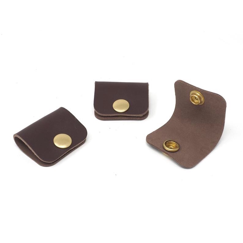Cuộn tai nghe, cáp sạc da thật handmade khuy bấm