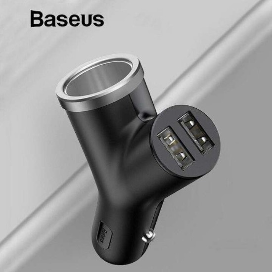 Củ sạc trên ô tô Baseus 3 trong 1 có 2 cổng USB sạc cho điện thoại và 1 cổng tẩu 12V BH 18 tháng