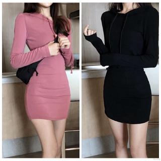 Đầm Body tay dài có nón cho nữ