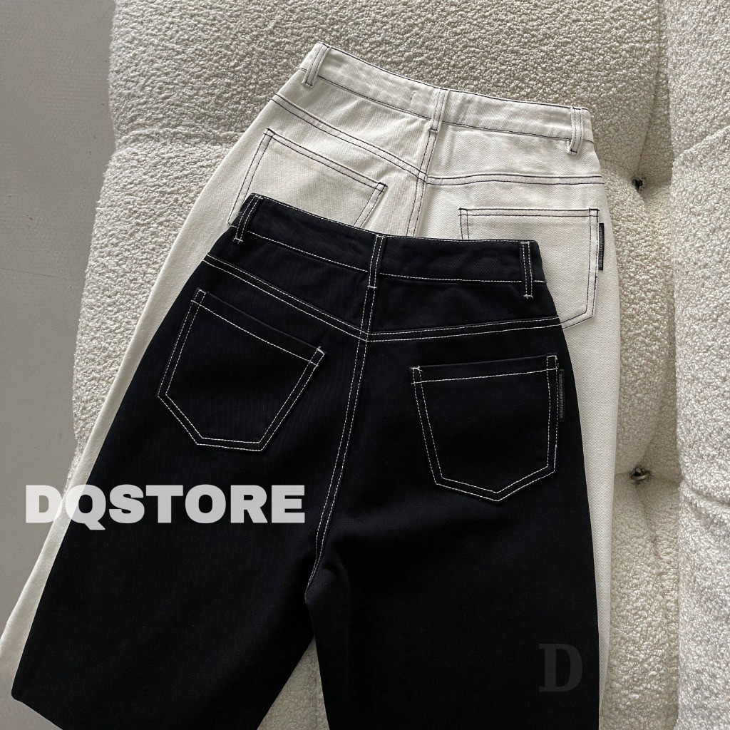 Daduhey Quần dài lưng cao ống rộng phong cách Hàn Quốc trẻ trung cho nữ size Xs-5Xl