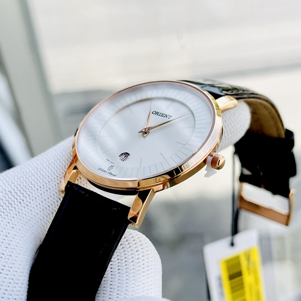 Đồng Hồ Nam Orient FGW0100CW0 Dây Da Nâu Mặt Trắng, Kính Saphire Chống Trầy, Chống Nước, Size 40mm Tặng Box Thép