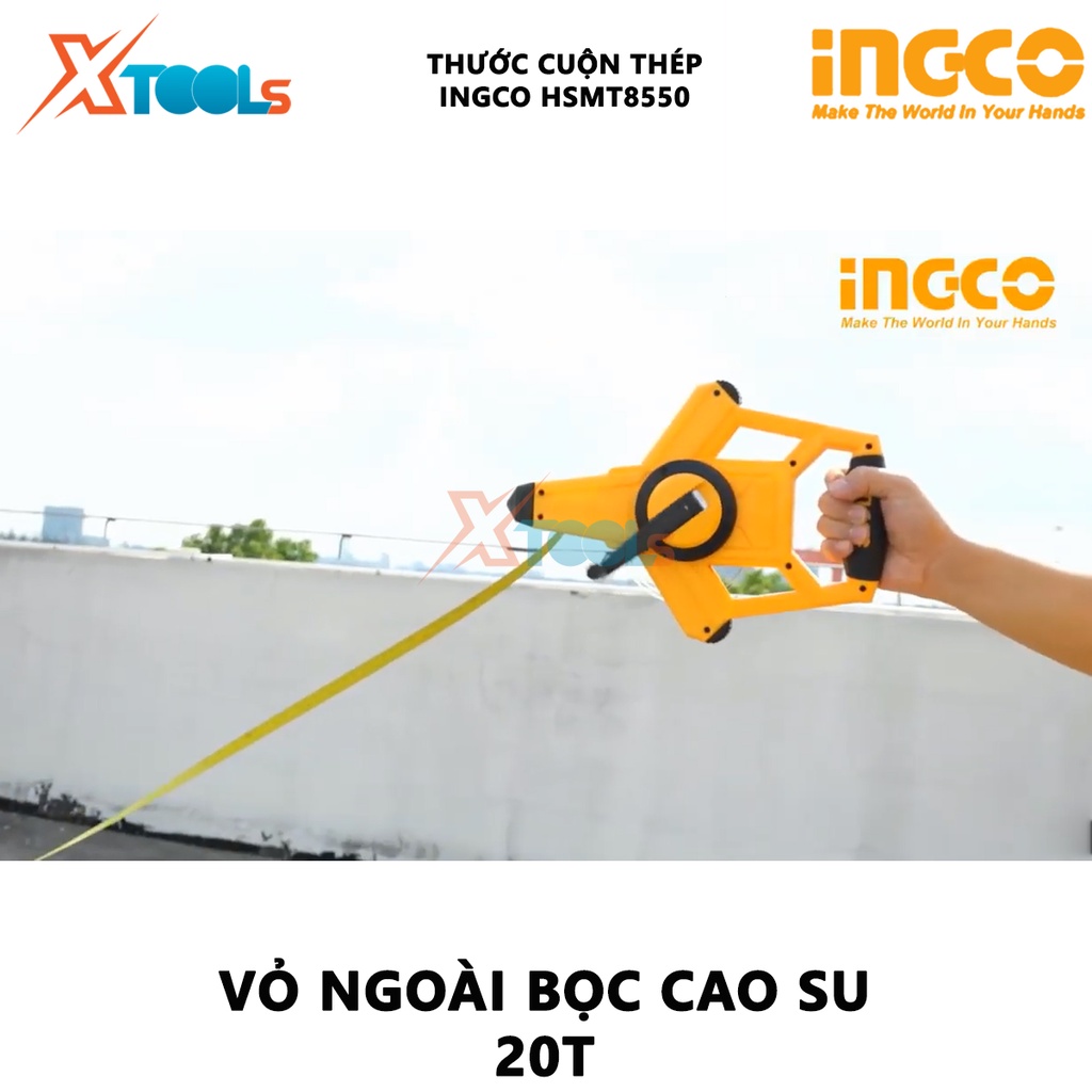 Thước cuốn thép INGCO HSMT8550 |Thước cuộn thép Chiều dài và chiều rộng: 50mx12.5mm dùng trong xây dựng, thiết kế nội th