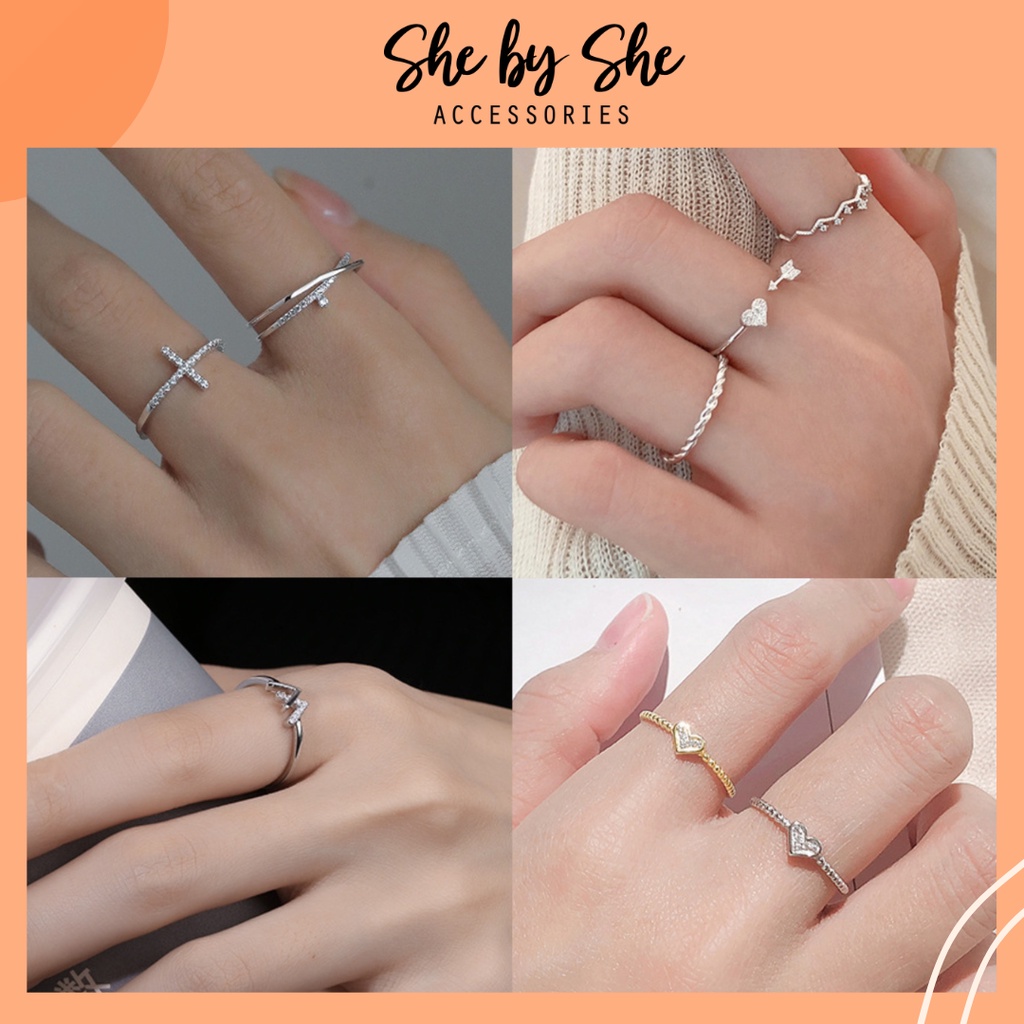 Nhẫn nữ bạc 925 không han gỉ tùy chỉnh kích cỡ SHEBYSHE - N7 N8