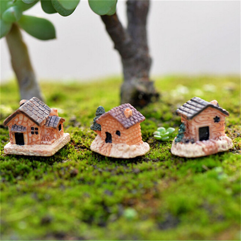 Set 3 Đồ trang trí Ngôi Nhà Mini Bằng Nhựa Resin Trang Trí Bể Cá / Tiểu Cảnh / Nhà Búp Bê Diy