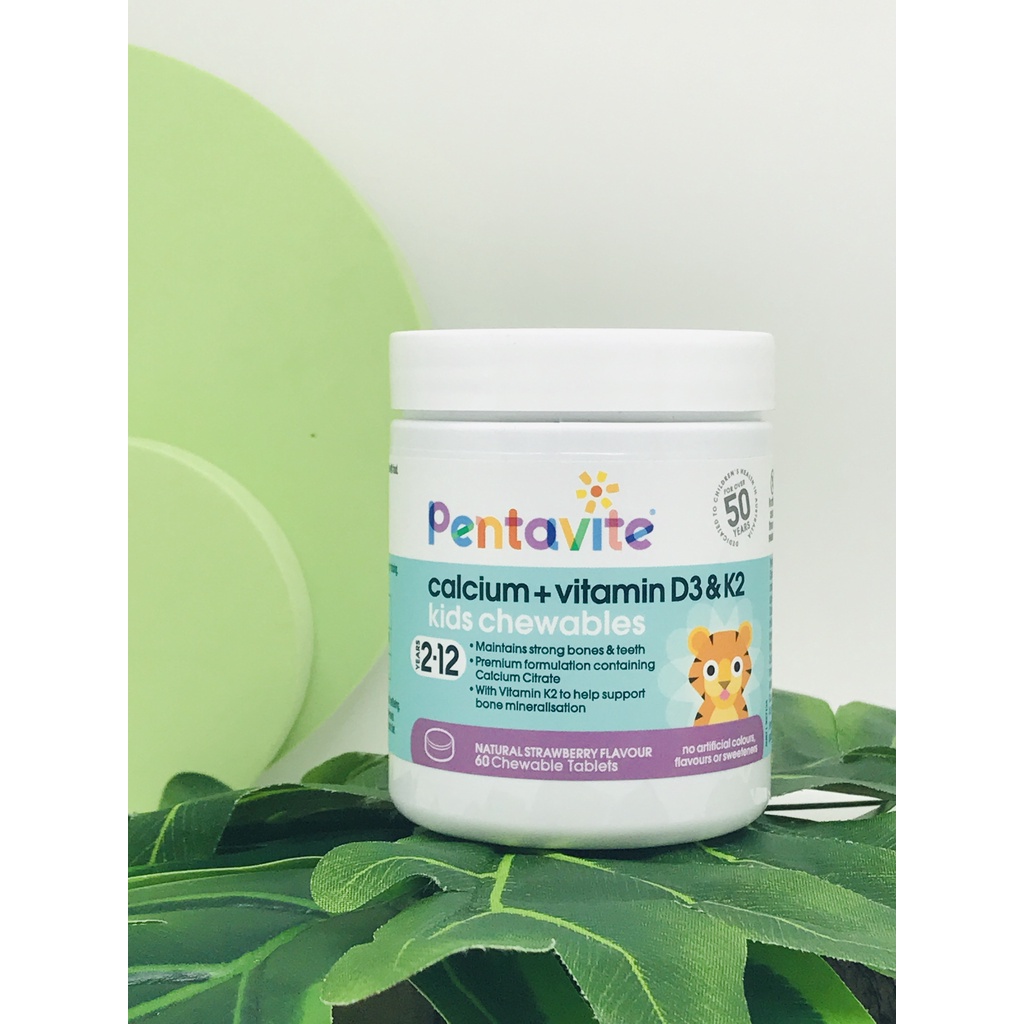 Viên Nhai Canxi Vitamin D3 K2 Cho Bé Pentavite Calcium + Vitamin D3