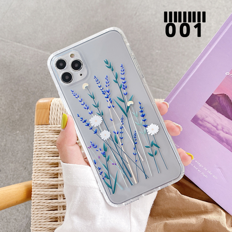 Ốp lưng iPhone 6 6s Plus 7 8 Plus SE 2020 X Xs Max XR 11 Pro Max 12 Pro Max 12 Mini Vỏ bọc vỏ điện thoại TPU Flower Grass dễ thương