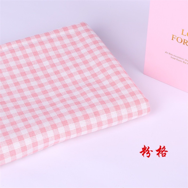 Vải Bố Vải Canvas Decor Trang Trí Làm Rèm Cửa Khăn Bàn Phông Chụp Ảnh Hoạ Tiết Caro Hồng Nhuyễn