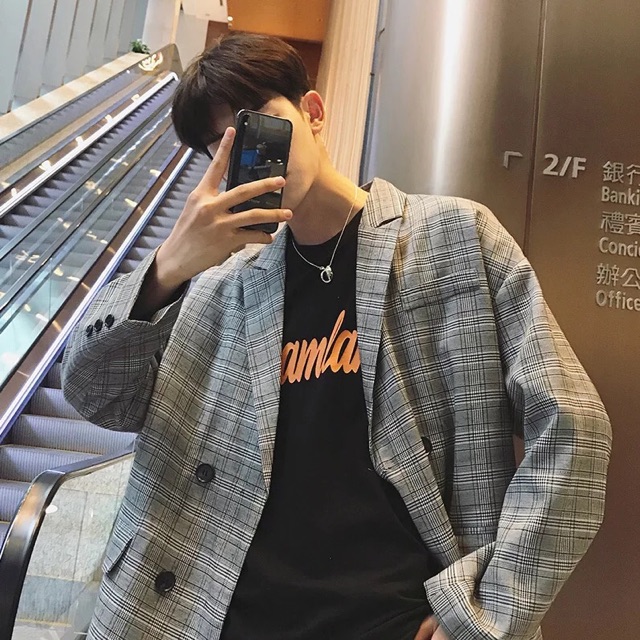 Áo blazer nam kẻ caro Thời Trang Hàn Quốc -BZ02 | BigBuy360 - bigbuy360.vn