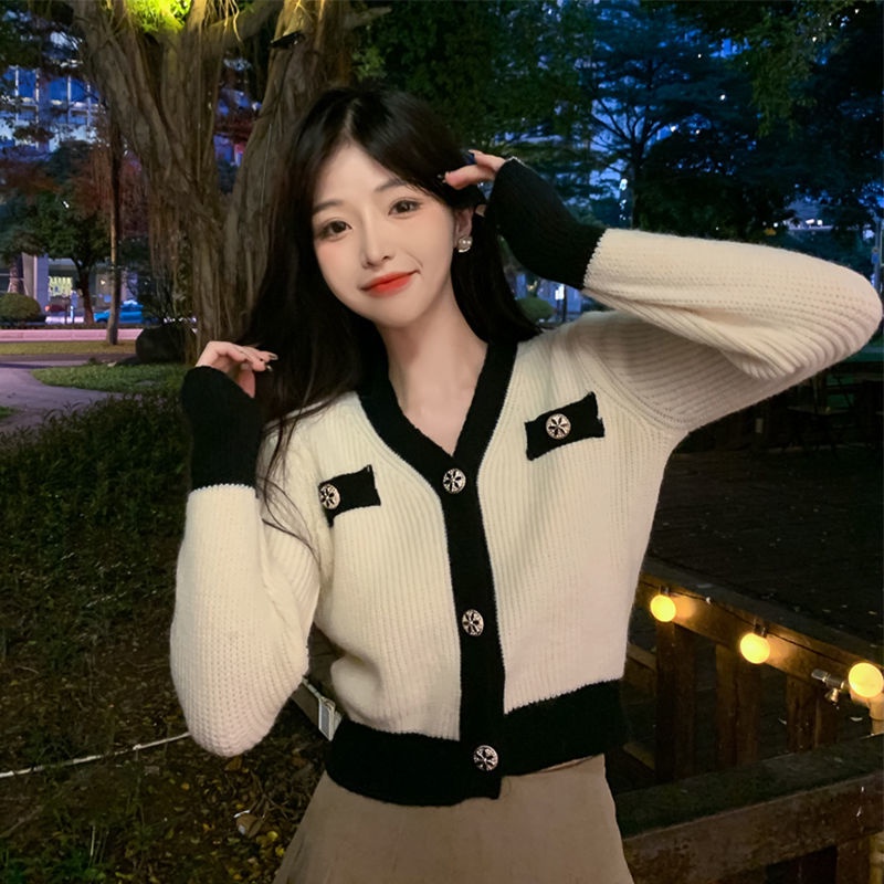 Áo khoác cardigan dệt kim tay dài cổ chữ V dáng rộng thời trang mùa thu mới cho nữ