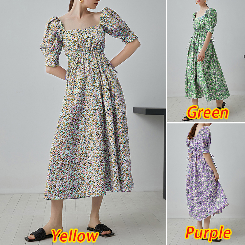 Đầm Maxi ZANZEA Tay Phồng Cổ Vuông In Hoa Phong Cách Xếp Ly Đáng Yêu Cho Nữ | BigBuy360 - bigbuy360.vn