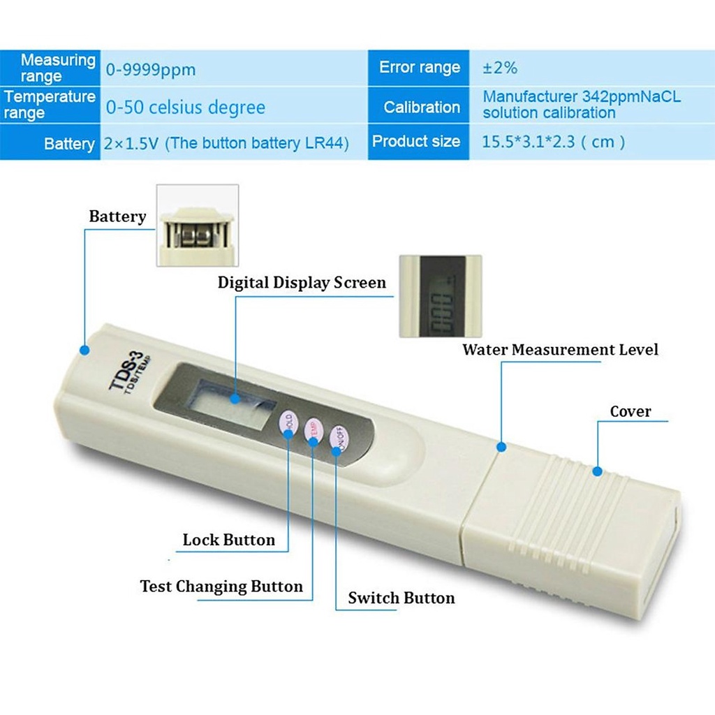 Combo bút đo độ PH và bút thử nước TDS-3 kèm bao da