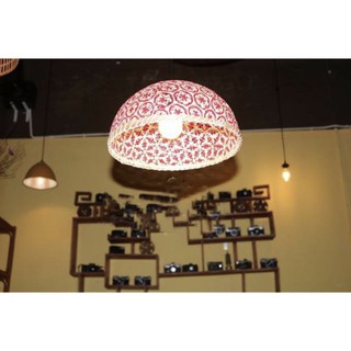 Chao đèn mây tre dáng lồng bàn