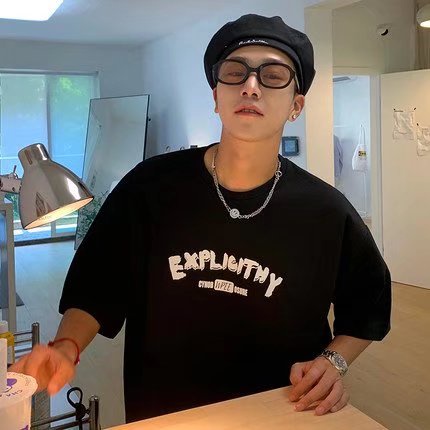 Áo Thun Tay Ngắn Dáng Rộng In Chữ Thời Trang Mùa Hè Phong Cách Hàn Quốc Cho Nam Size M-5XL