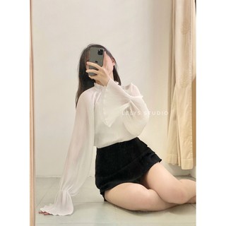 Áo voan dập li tay xoè