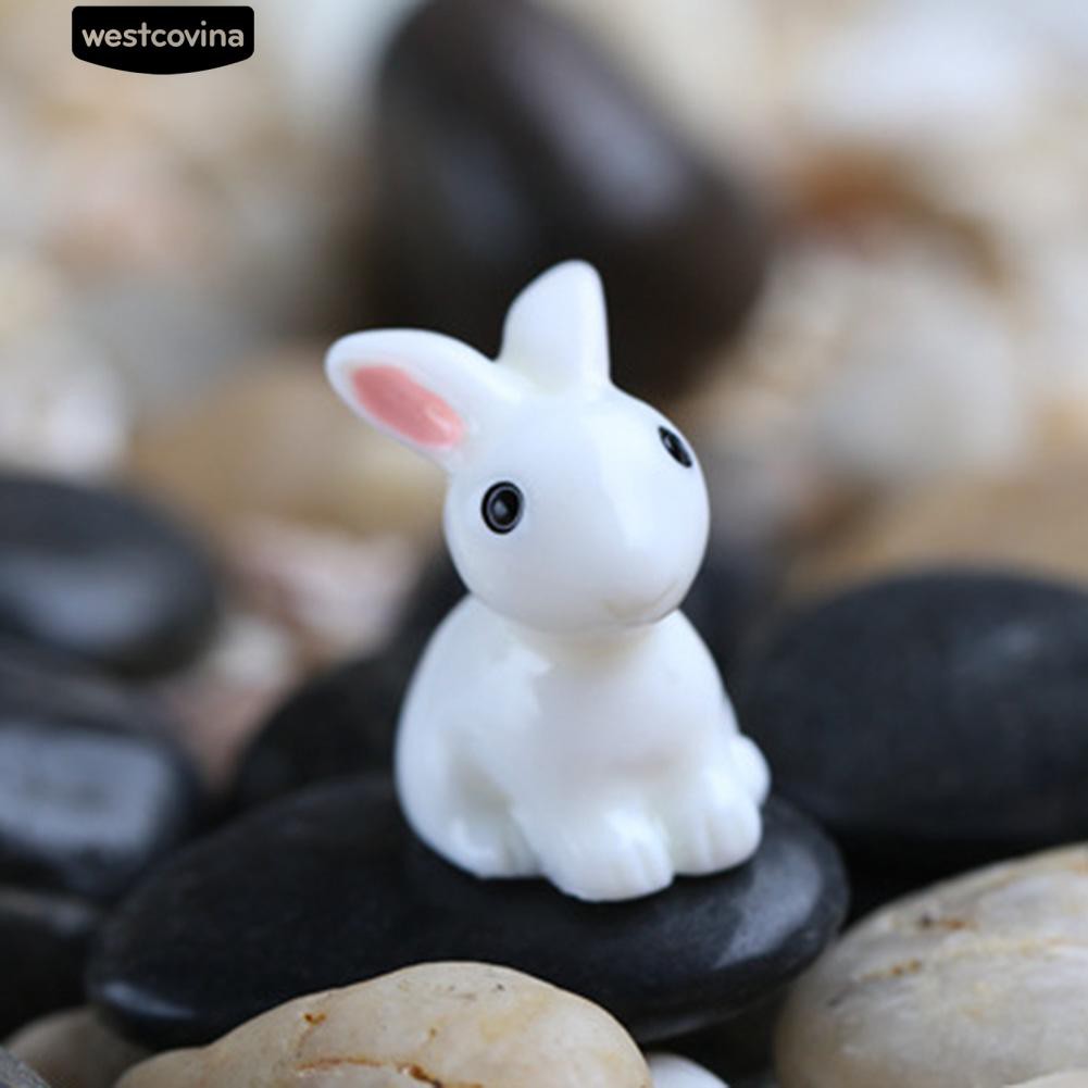 Set 10 Tượng Thỏ Mini Bằng Nhựa Dùng Để Trang Trí Tiểu Cảnh