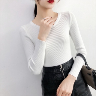 [Hàng sẵn] Áo len nữ mỏng cổ tròn trơn basic form ôm body - hàng QC