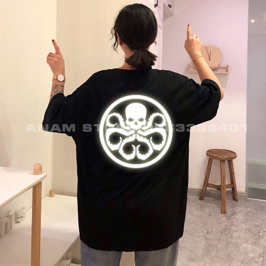 Áo thun Phản Quang Tay Lỡ Nam Nữ Red Skull