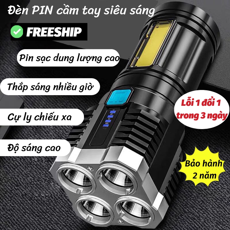Đèn Pin Siêu Sáng Cầm Tay , Chống Thấm Nước Tiện Lợi Chiếu Xa Cao Cấp ĐÈN TOKI