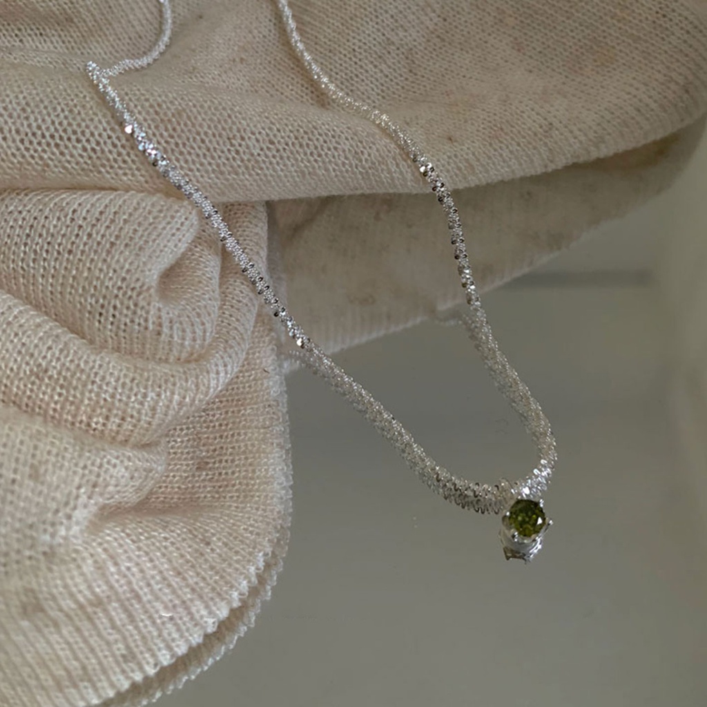 Dây Chuyền Xiaomi Hạt Xiaomi Bạc Sterling Đính Đá Zircon Xanh Lá Phong Cách Retro Cá Tính Cho Nữ