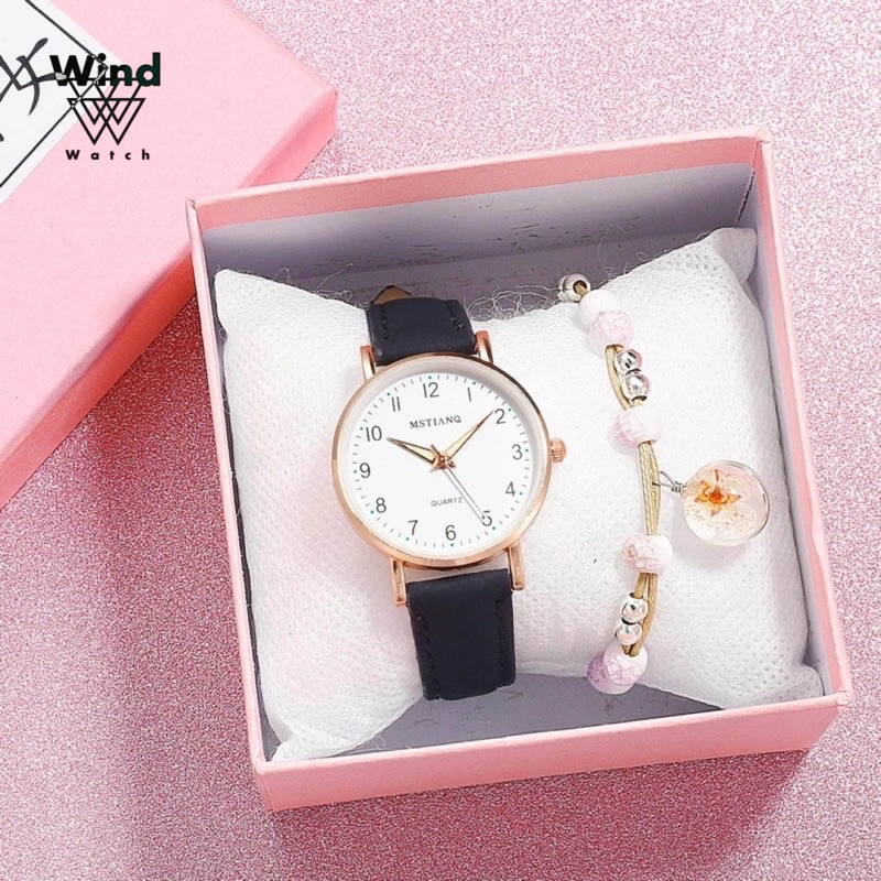Đồng hồ nữ thời trang MSTIANQ M1, đồng hồ dạ quang phong cách Hàn Quốc dây da lộn chính hãng mềm mại
