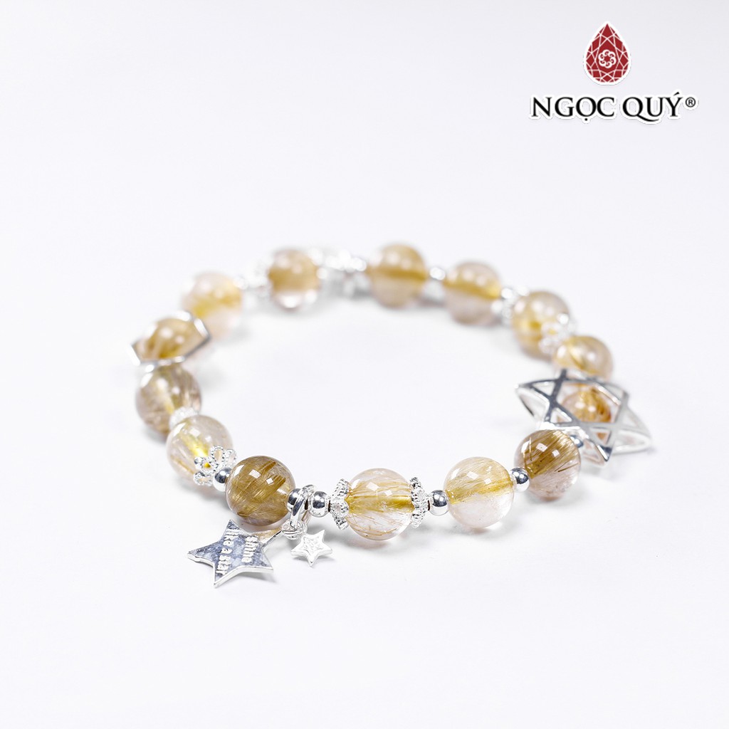 Vòng tay TA tóc vàng phối charm ngôi sao hạt 8mm - Ngọc Quý