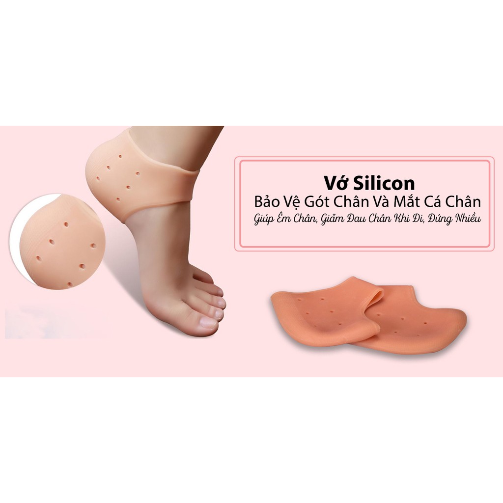 Sức Khỏe 💖FREESHIP💖 Vớ bọc gót chân silicone chống nứt nẻ chống bong tróc da và giúp làm hồng gót sen