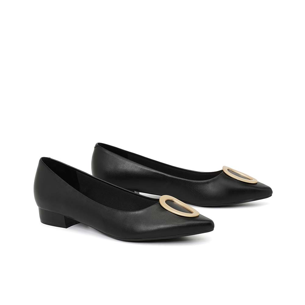 Giày búp bê Nữ Thời Trang JUNO mũi nhọn khóa trang trí BB03058