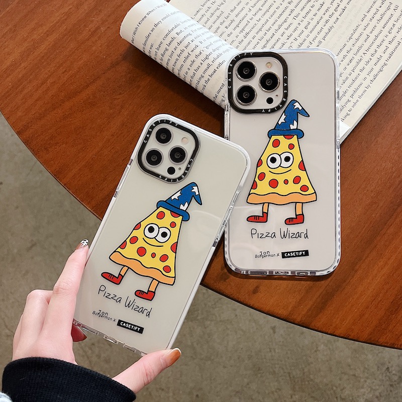 Casetify Ốp Điện Thoại Mềm Trong Suốt Hình Burgerman Pizza Cho iPhone 15 14 13 12 11 Pro Max Mini X XS XR 6 6s 7 8 Plus